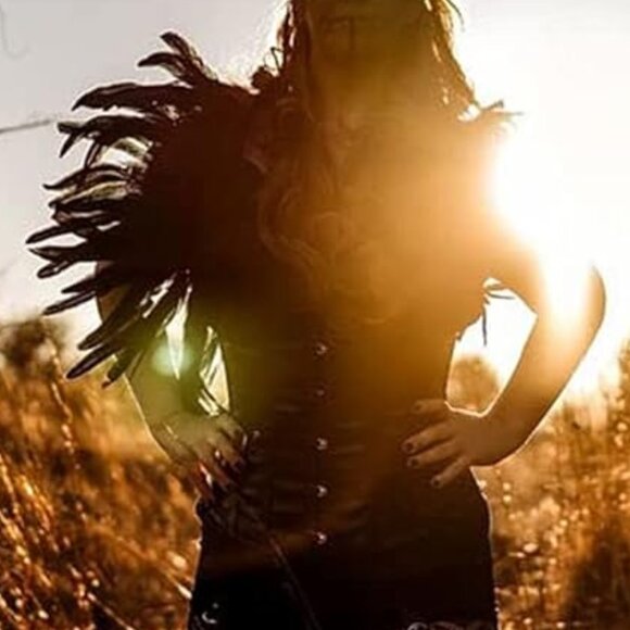 Gothic Natural Feather Cape Shawl Shoulder Wrap - Picture 5 of 6